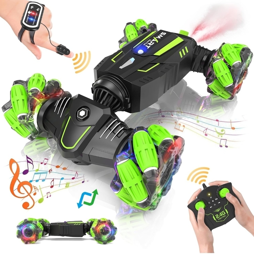 Green LED Remote Control Stunt Car